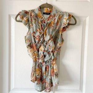 Paper Tee Floral Semi Sheet Sleeveless Top, Size M